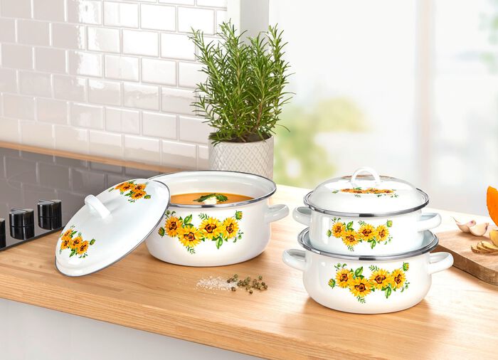Topf-Set aus widerstandsf&auml;higer Carbonstahl-Emaille 