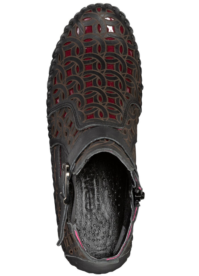 Gemini, sommerliche Damen-Boots, Weite G, mit herausnehmbarem Fußbett SCHWARZ-RUBINROT