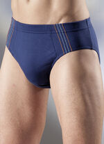 Viererpack Slips, uni mit seitlichen Kontrasten 2X MARINE-ROT-ECRU, 2X MARINE-ORANGE-TÜRKIS