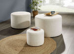 Hockerset, 3-teilig, mit angenehm flauschigem Stoff CREME