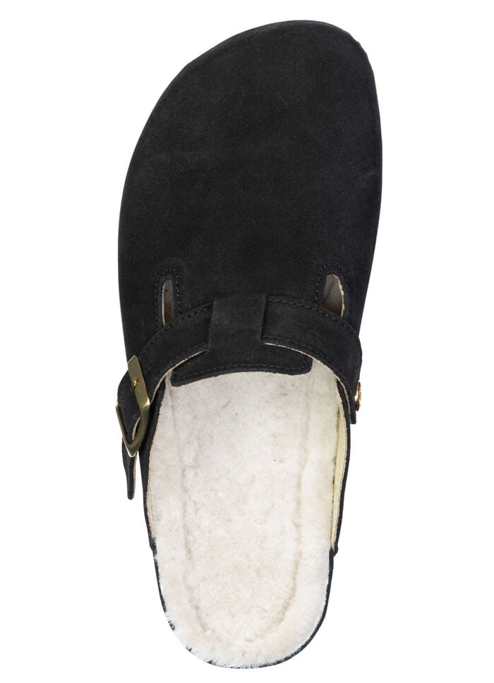 Mubb, klassische Damen-Hausschuhe, Weite H, mit Lammfell SCHWARZ