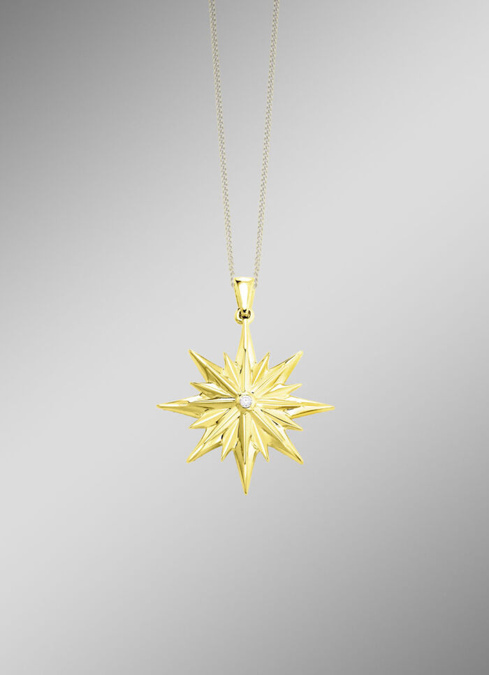 Toller Stern-Anhänger mit Brillanten und Diamanten 