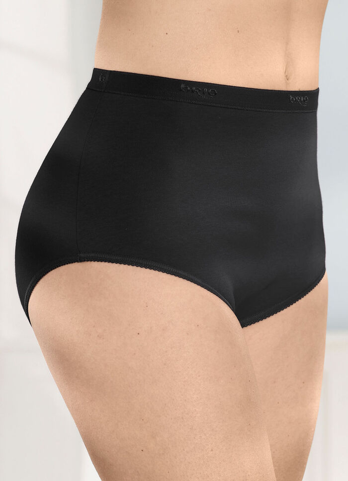 brio lingerie Fünferpack Slips mit elastischen Abschlüssen 3X ROT, 2X SCHWARZ