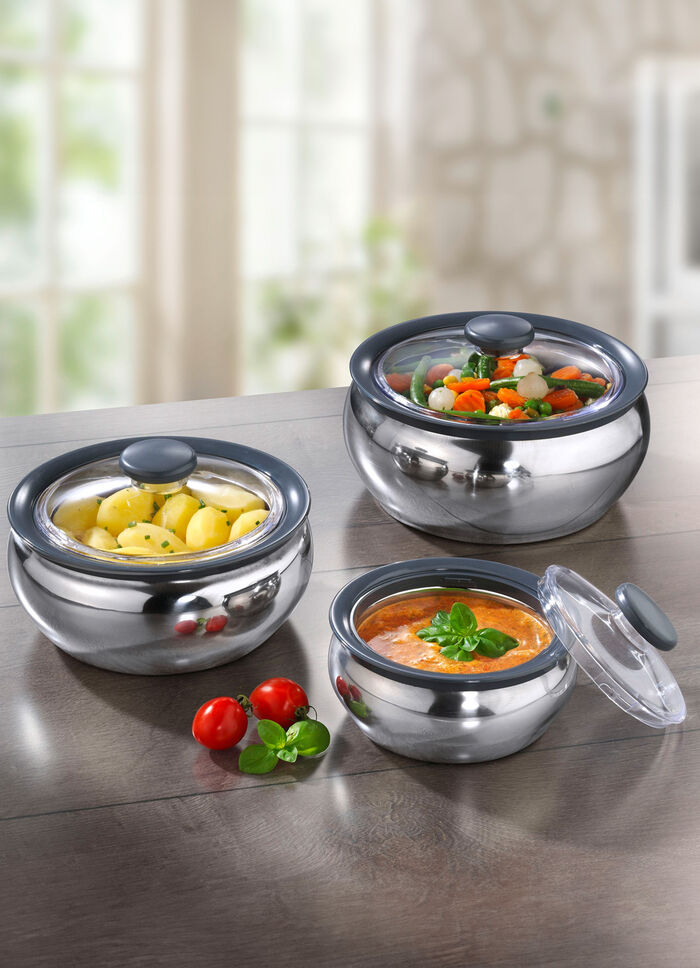 Thermoschüssel-Set, 3-teilig, zum Warm- oder Kühlhalten 