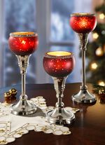 Teelichthalter aus Aluminium und Glas, 3er-Set 