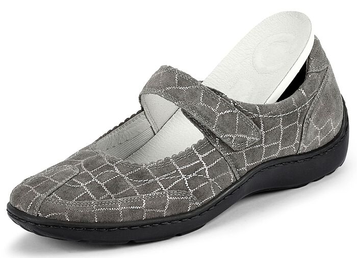 Waldl&auml;ufer Slipper mit edler Krokopr&auml;gung GRAFIT