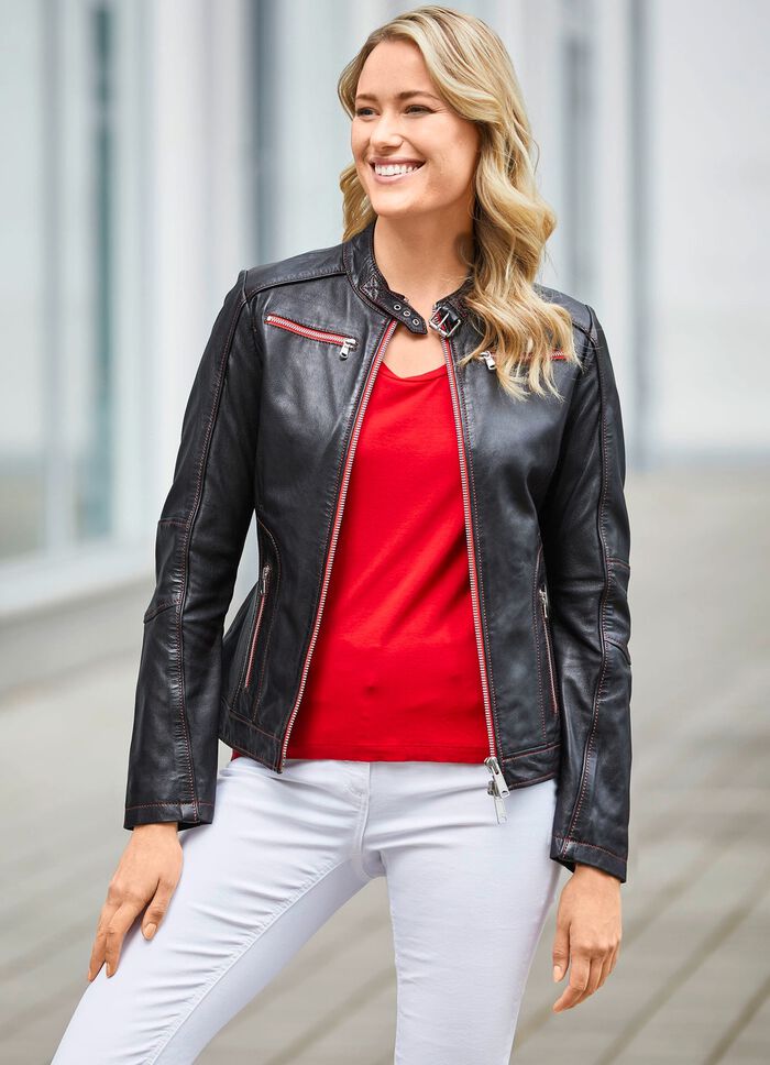 Lederkurzjacke mit Innentasche 