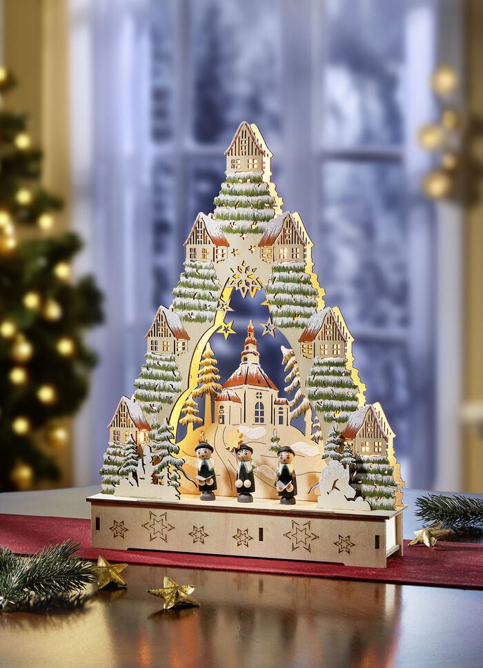 Schwibbogen aus Holz NATUR-GRÜN