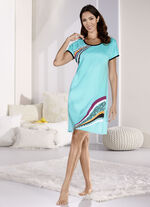 Zweierpack Nachthemden, k&uuml;rzer geschnitten aus Baumwolle 1X T&Uuml;RKIS, 1X KORALLE