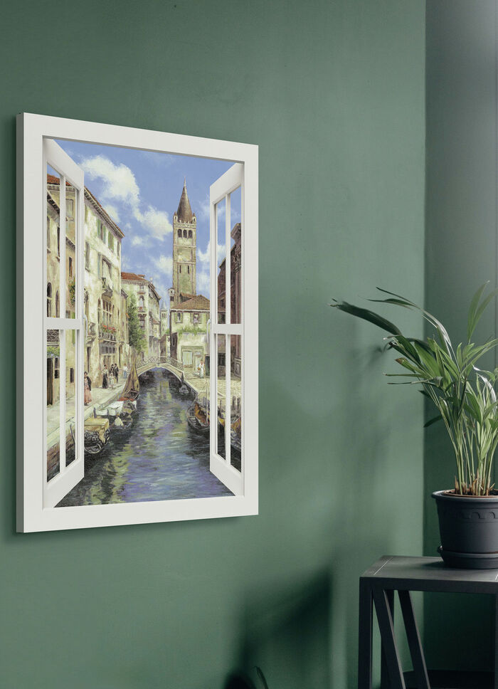 Hochwertiges Leinwandbild Venedig – mit weißem Fenster 