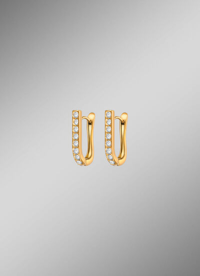 Stilvolle Klappcreolen aus Edelstahl mit Kristallen 