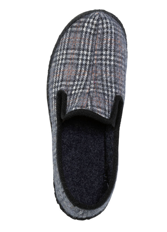 Textil-Hausschuh mit anatomisch geformtem Fußbett BLAUGRAU-MULTICOLOR