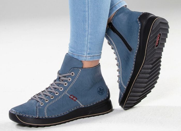 Rieker, sportive Damen-Boots, Winterschuhe, mit Rei&szlig;verschluss JEANSBLAU