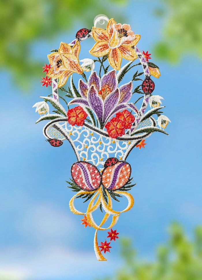 Fensterbild aus echter Plauener Spitze 