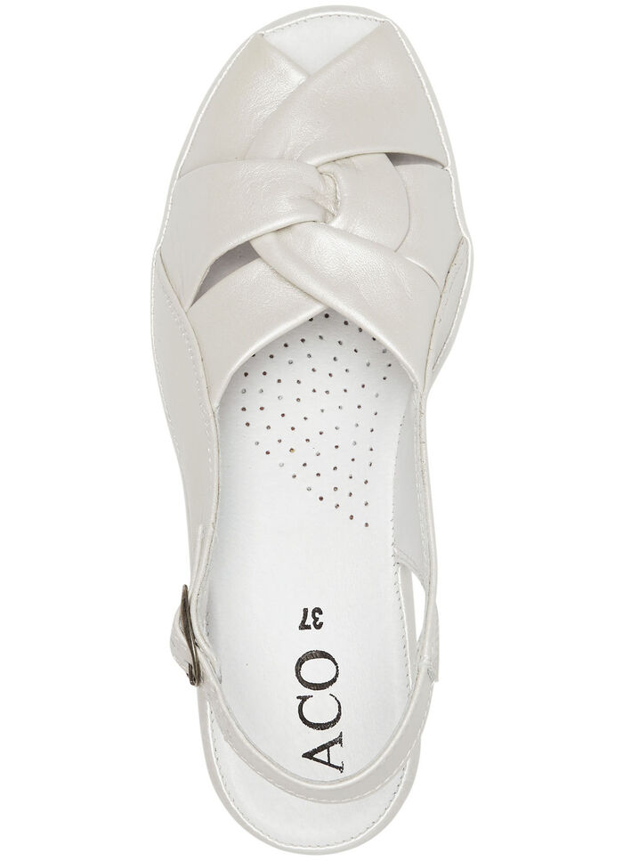 ELENA EDEN, elegante Damen-Sandalen, Weite G, aus Leder PERLWEISS