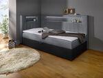Boxspringbett mit integrierter LED-Beleuchtung SCHWARZ-GRAU