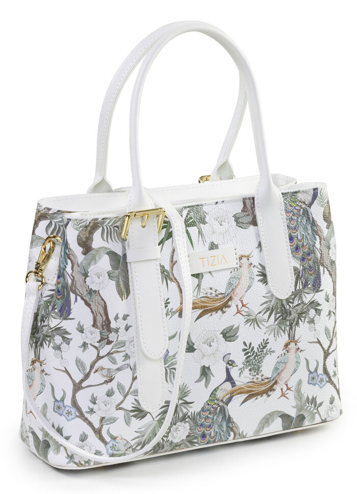 TIZIA, Tasche, Damen, mit abnehmbarem, verstellbarem Umhängeriemen WEISS-JADEGRÜN