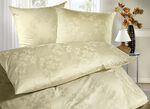 Mako-Brokat-Damast Bettw&auml;sche-Garnitur CHAMPAGNER