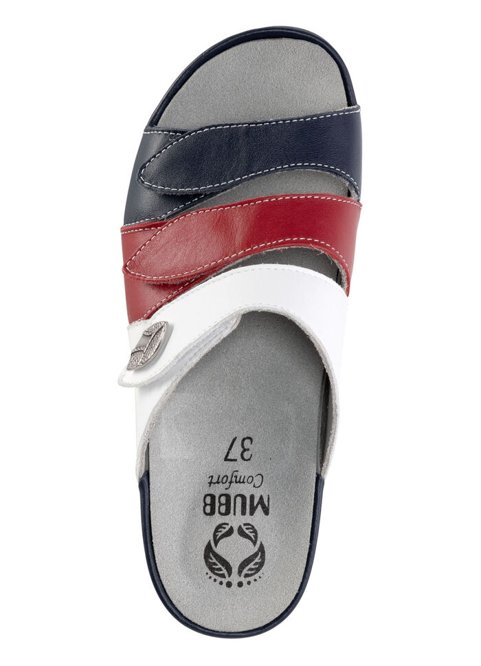 Mubb Pantolette aus Nappaleder mit Metallschmuck BLAU-ROT-WEISS