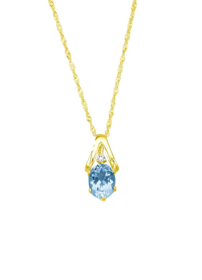 Anhänger mit Singapurkette, mit echt Blautopas und synth. Zirkonia 