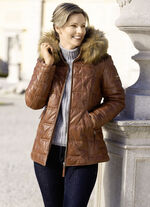 Lederjacke mit Webpelzbesatz 