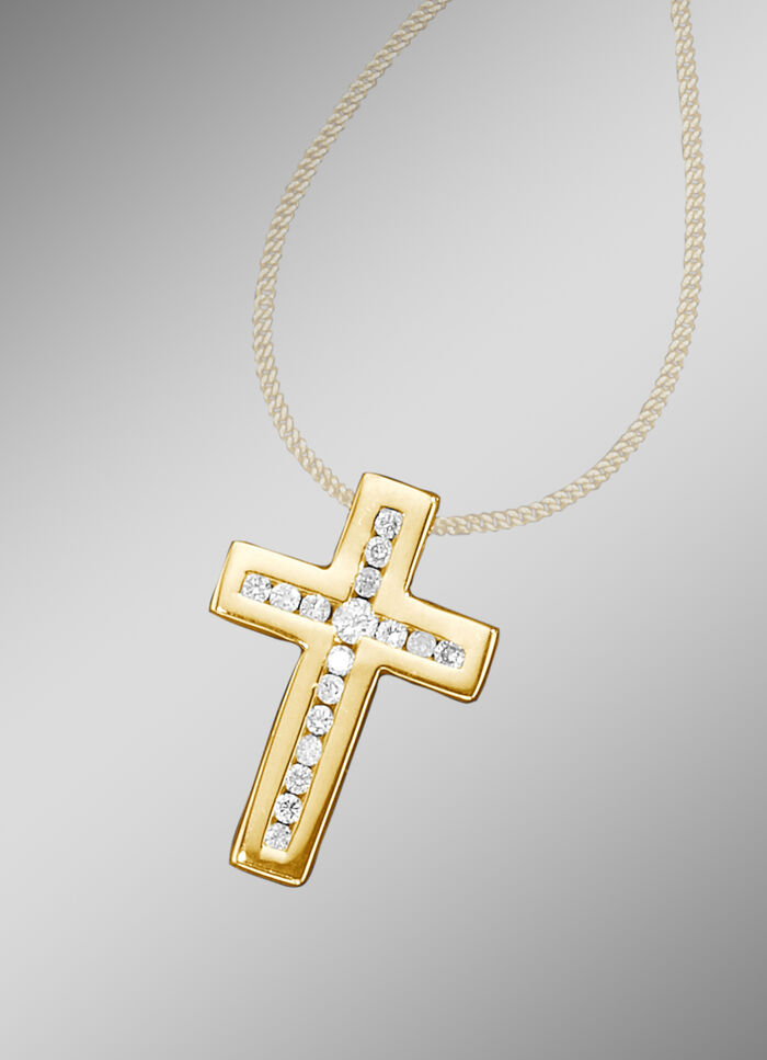 Kreuz-Anh&auml;nger mit Brillanten 