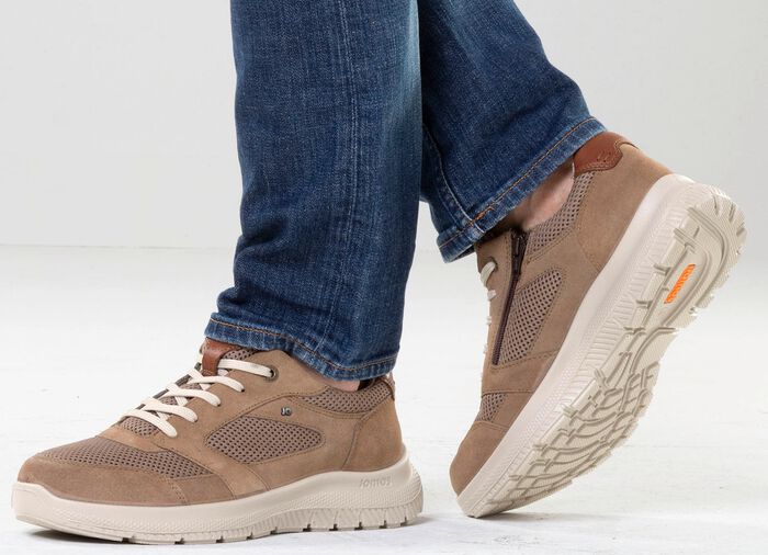 Sportliche Herren-Schn&uuml;rschuhe, Weite H, mit herausnehmbarem Fu&szlig;bett BEIGE