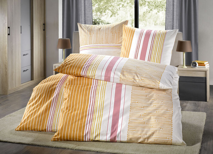 Bettw&auml;sche-Garnitur aus 100% Baumwolle PFIRSICH