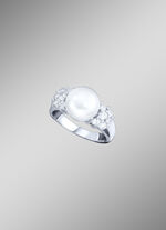 Damenring mit S&uuml;&szlig;wasser-Zuchtperle und synthetischen Zirkonia 