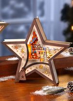 Beleuchtete Holzdekoration NATUR-BRAUN