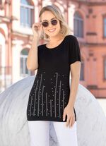 Shirt mit aufwendiger Pl&auml;ttchenzier in 2 Farben SCHWARZ