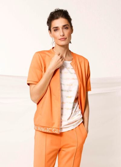 Sweatjacke mit Rippenb&uuml;ndchen 