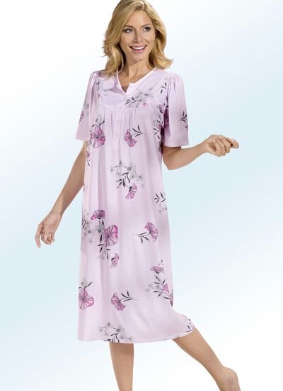 Nachthemd, Kurzarm mit Knopfleiste 