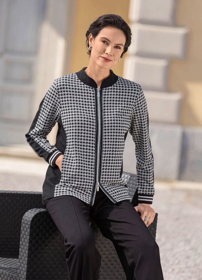 Blusenjacke mit Hahnentritt-Dessin 