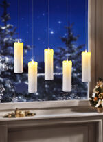 LED-Kerzen mit transparenter Aufh&auml;ngung, 5er-Set 