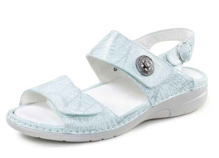 Waldl&auml;ufer Sandale mit Metallschmuck mit Glitzersteinchen 