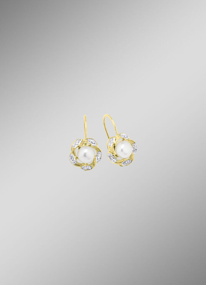 Ohrringe mit S&uuml;&szlig;wasser-Zuchtperle und Diamanten 