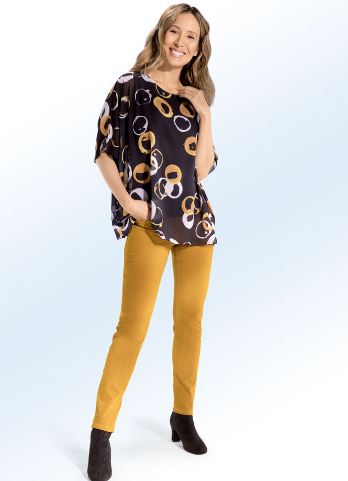 Ausdrucksstarke Poncho-Tunika mit eingearbeitetem Top 