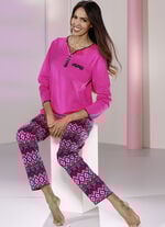 Zweierpack Schlafanzüge mit Brusttasche und Knopfleiste 1X PINK,1X BLAU