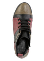 Gemini Schnür-Bootie mit Knitter-Struktur SCHWARZ-ROT-GRÜN