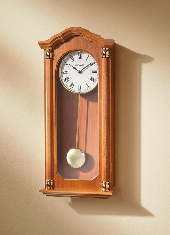 Wanduhr aus teilmassivem Holz KIRSCHBAUM