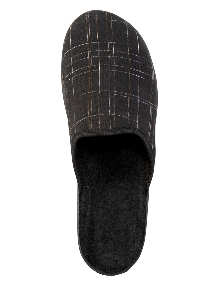 Pantoffel aus kariertem Textil SCHWARZ-BRAUN