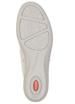 ELENA EDEN, komfortable Damen-Slipper, Weite G, mit herausnehmbarem Fußbett ECRU-SILBER