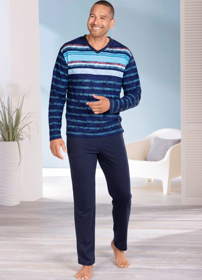 hajo Klimalight-Schlafanzug mit V-Ausschnitt und offenen Abschl&uuml;sen 