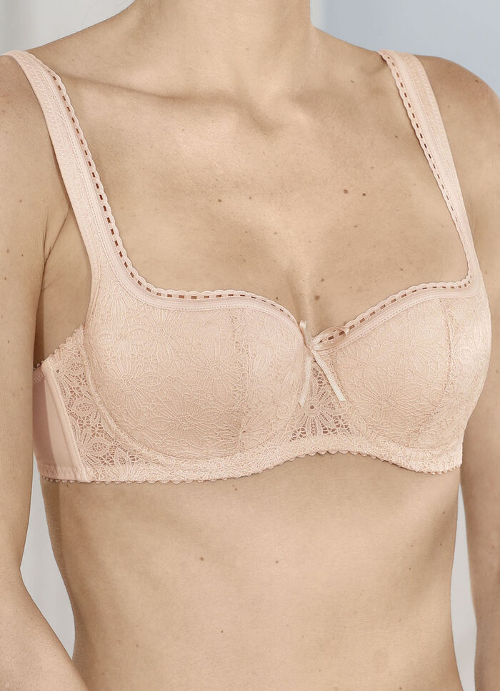 Susa Dirndl-BH mit floraler Elastikspitze im Vorderteil BEIGE
