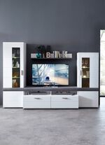 Schicke Wohnwand mit LED-Beleuchtung WEISS-BETON