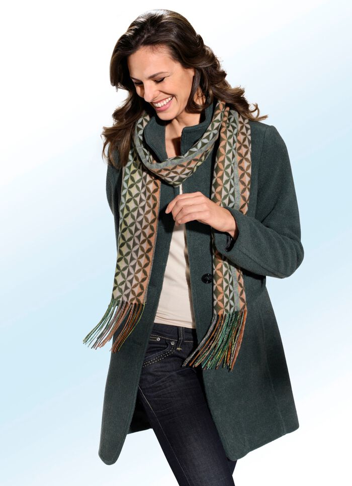 Longjacke in 2 Farben mit Knopfleiste FLASCHENGR&Uuml;N