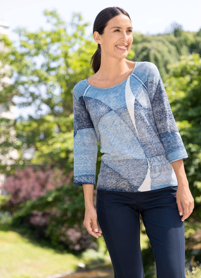Pullover in leichter Batikoptik 
