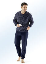 Schiesser Schlafanzug mit V-Ausschnitt und Bündchenabschlüssen 