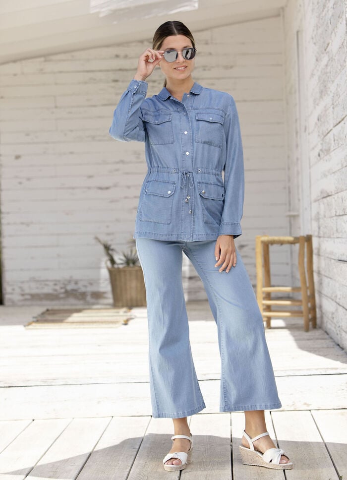 Blusenjacke mit aparter Kragenl&ouml;sung 